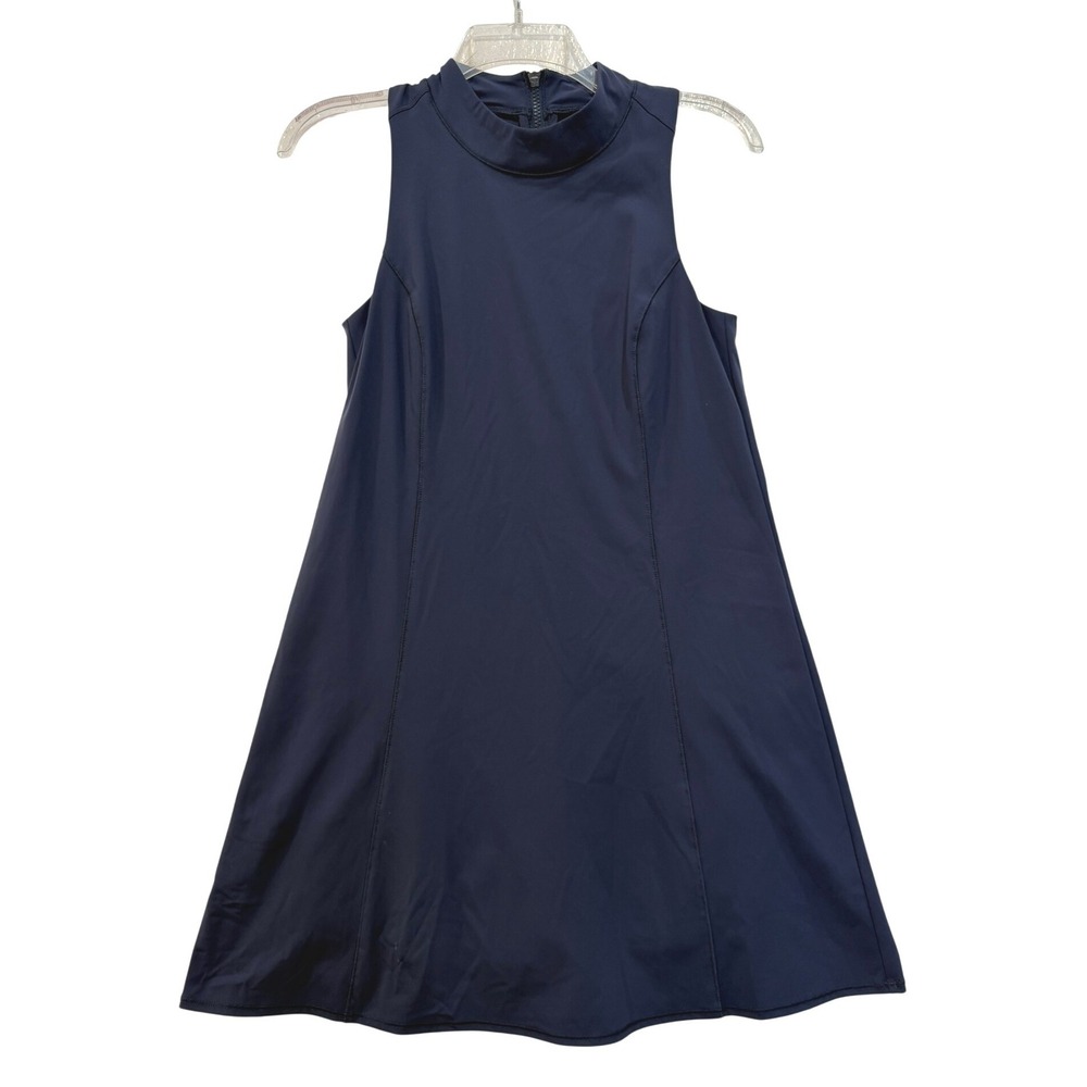 Outdoor Voices Athletic Sport Mini Dress Navy Blue Mock Neck Racerback Med
